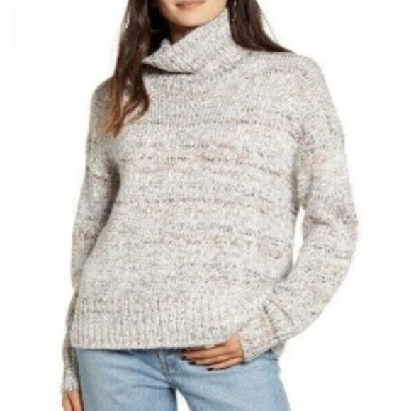 Chelsea28 Sweaters - Chelsea28 Womens Marled Wool Alpaca Blend Knit Mock Neck Sweater